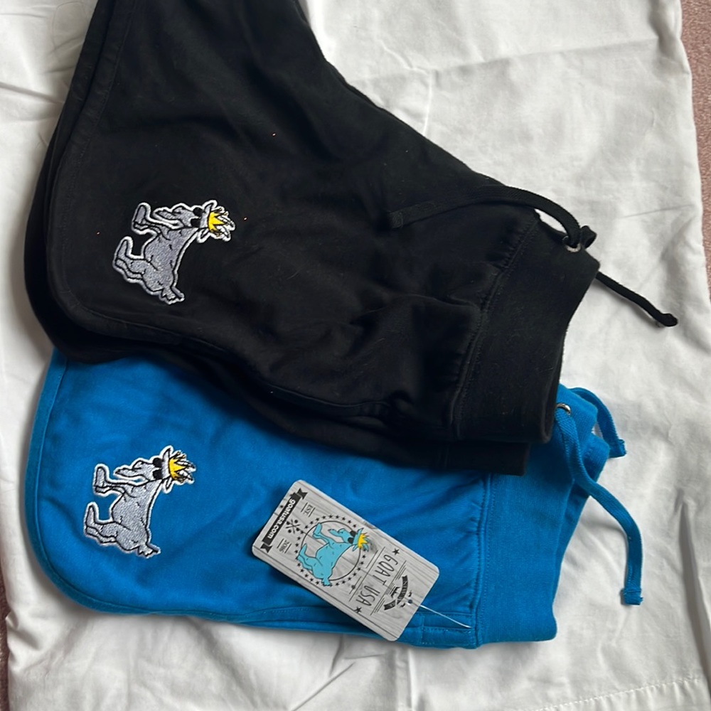 2 goat usa sweat shorts (black and royal blue)